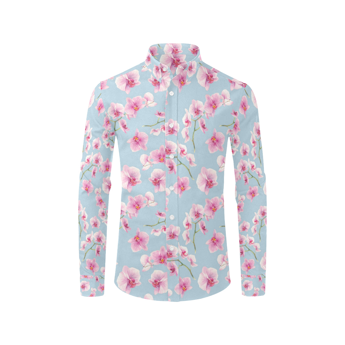 Orchid Pattern Print Design A01 Men's Long Sleeve Shirt