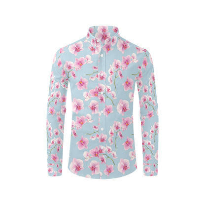 Orchid Pattern Print Design A01 Men's Long Sleeve Shirt