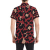 Cheetah Red Print Pattern Men's Short Sleeve Button Up Shirt