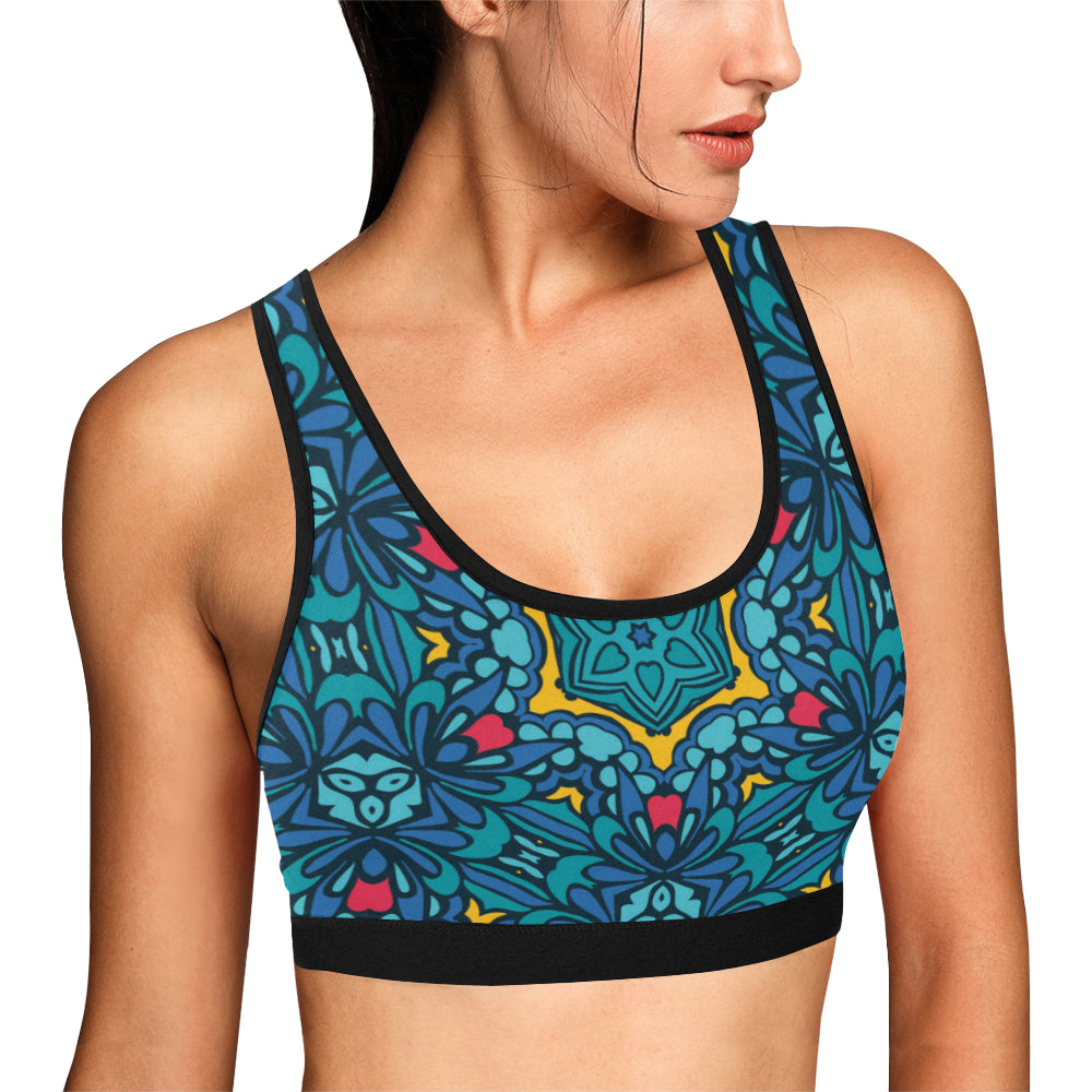 Kaleidoscope Pattern Print Design 04 Sports Bra