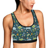 Camping Pattern Print Design 02 Sports Bra