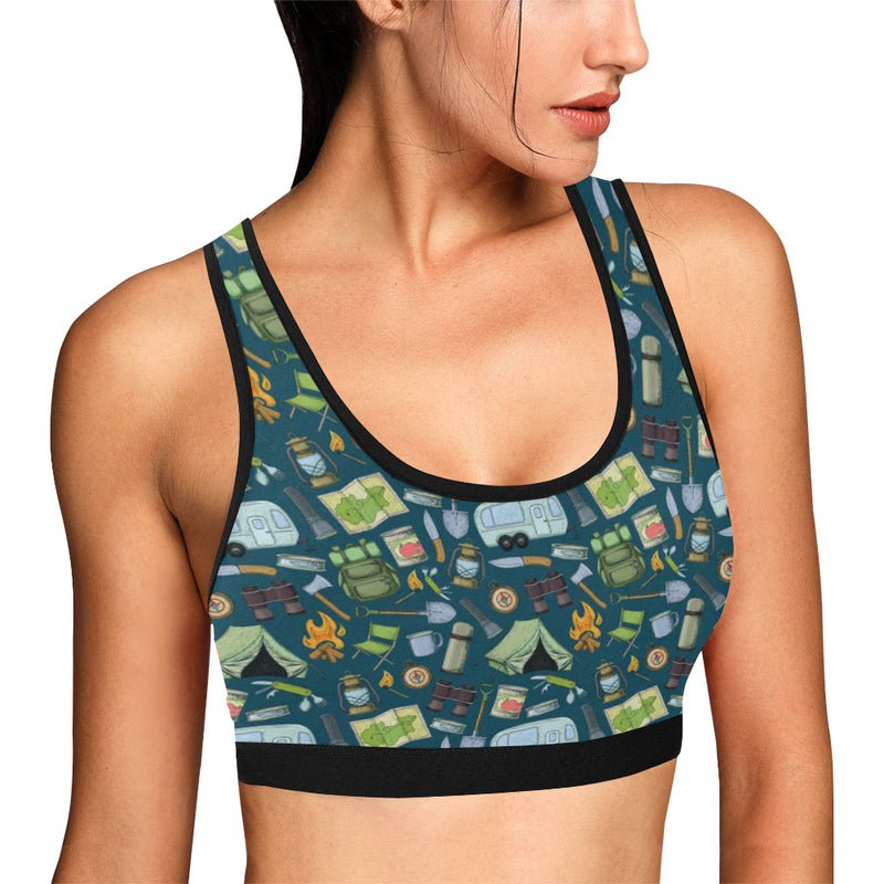 Camping Pattern Print Design 02 Sports Bra