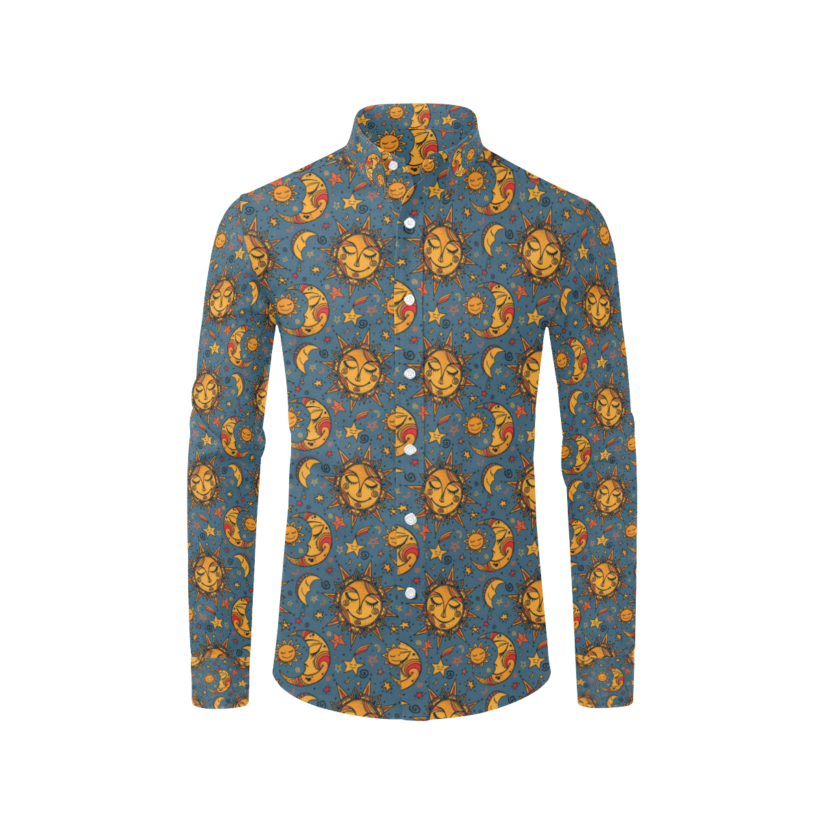 Celestial Moon Sun Pattern Print Design 02 Men's Long Sleeve Shirt