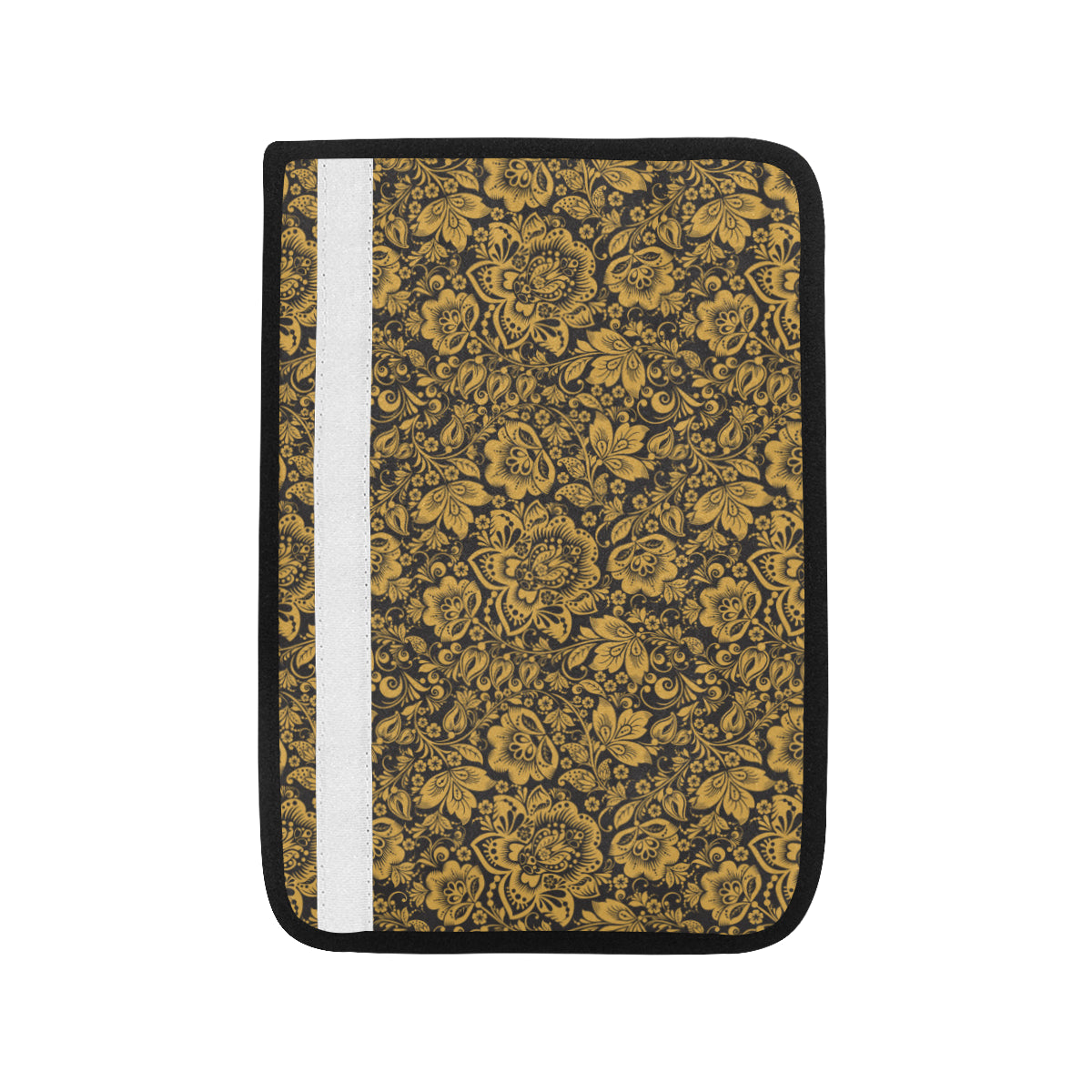 Brocade Gold Pattern Print Design 01 Car Seat Belt Cover