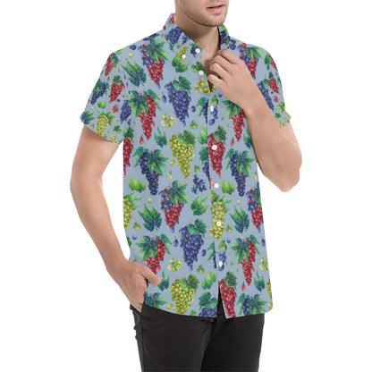 Grape Pattern Print Design GP06 Men's Short Sleeve Button Up Shirt