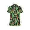 Hawaiian Flower Tropical Palm Leaves Men's Short Sleeve Button Up Shirt