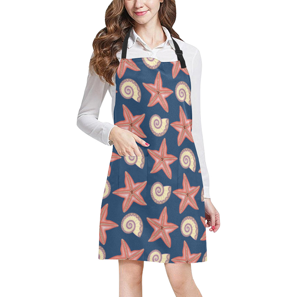 Starfish Pattern Print Design 03 Apron with Pocket