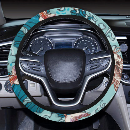 KOI Fish Pattern Print Design 05 Steering Wheel Cover with Elastic Edge
