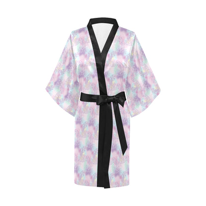 Aquarius Zodiac Pattern Print Design 01 Women's Short Kimono