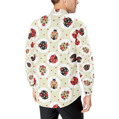 Ladybug Pattern Print Design 03 Men's Long Sleeve Shirt