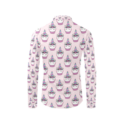 Cupcakes Unicorn Print Pattern Men's Long Sleeve Shirt