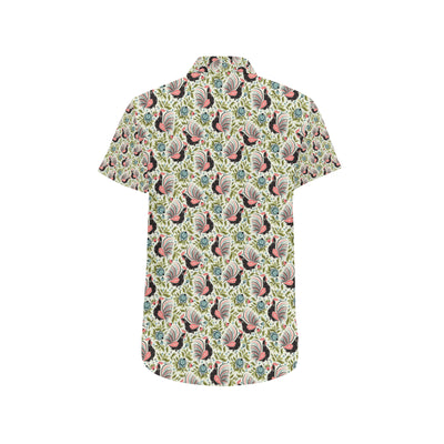 Rooster Print Design Men's Short Sleeve Button Up Shirt