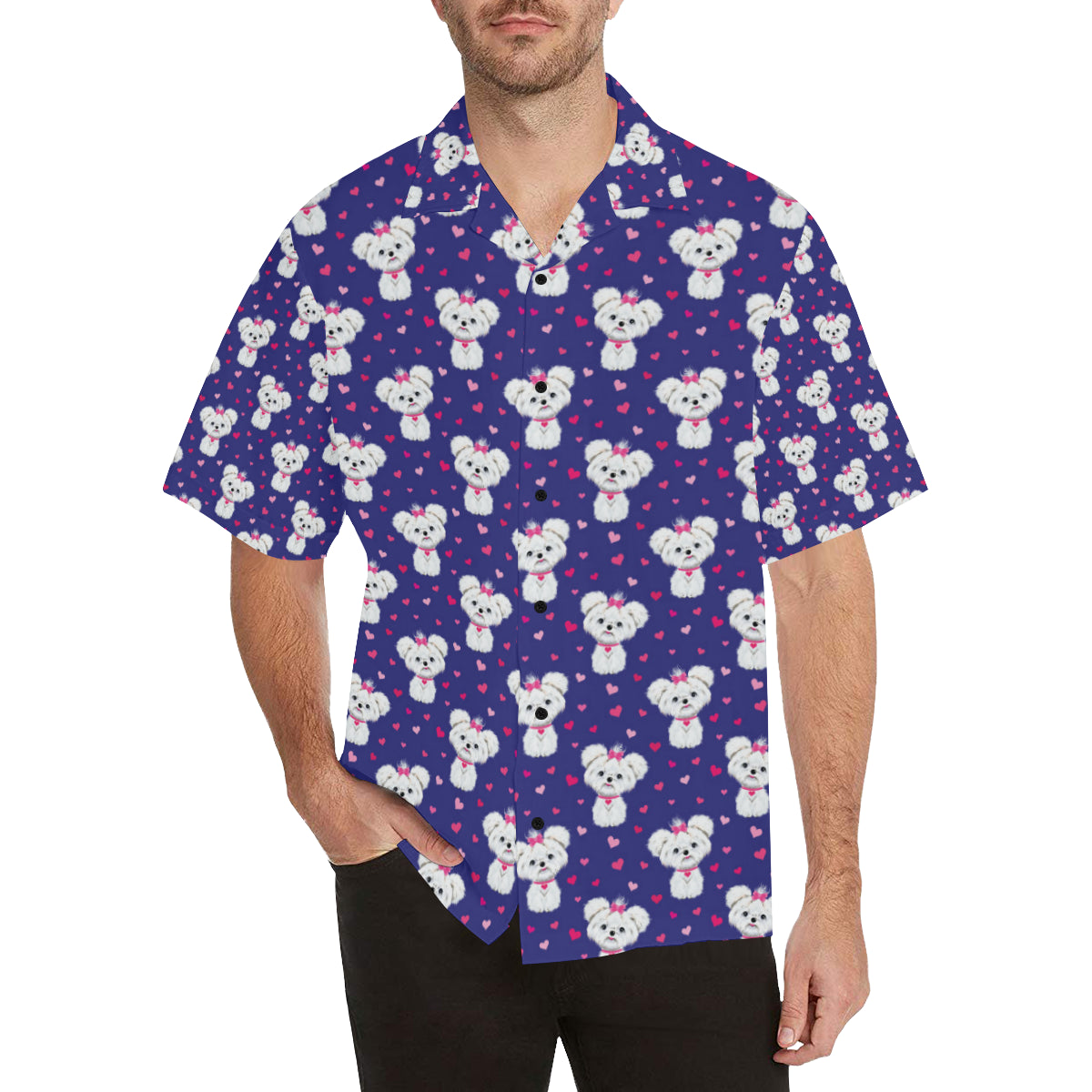 Maltese Pattern Print Design 02 Men's Hawaiian Shirt