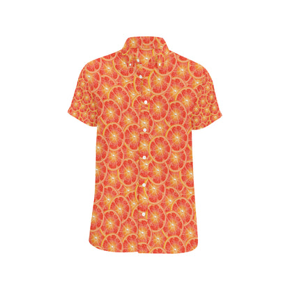 Grapefruit Pattern Print Design GF06 Men's Short Sleeve Button Up Shirt