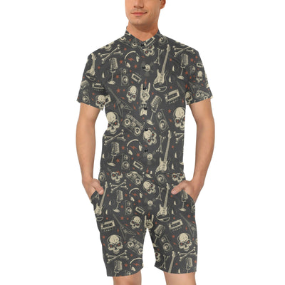 Rock and Roll Skull Pattern Print Design A03 Men's Romper