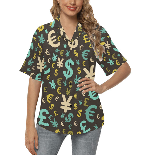 Money Pattern Print Design 01 Women's Hawaiian Shirt