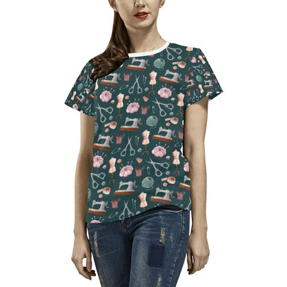 Sewing Equipment Print Design LKS307 Women's  T-shirt