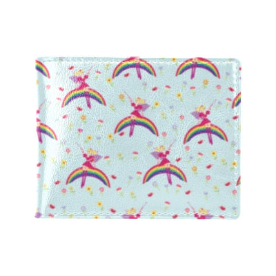 Fairy with Rainbow Print Pattern Men's ID Card Wallet