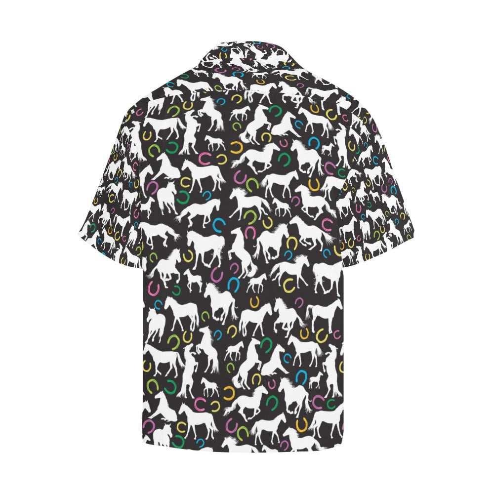 Horse Hoof Colorful Print Design LKS301 Men's Hawaiian Shirt