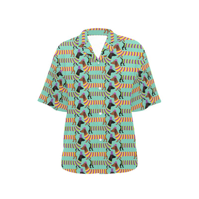 Dachshund Pattern Print Design 05 Women's Hawaiian Shirt