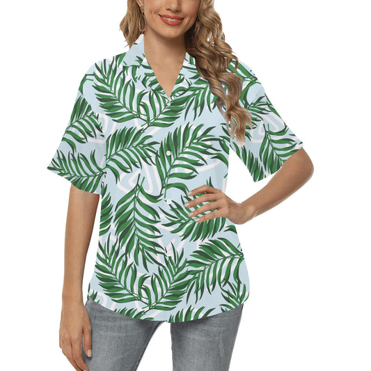 Palm Leaves Pattern Print Design PL06 Women's Hawaiian Shirt