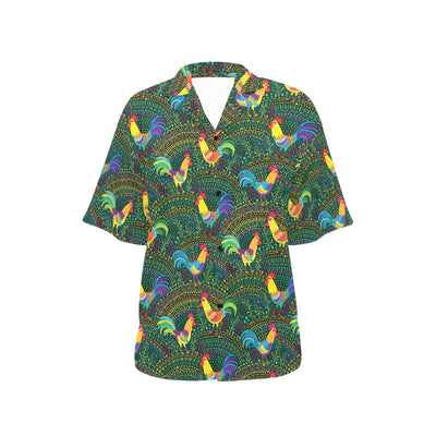 Rooster Pattern Print Design A01 Women's Hawaiian Shirt