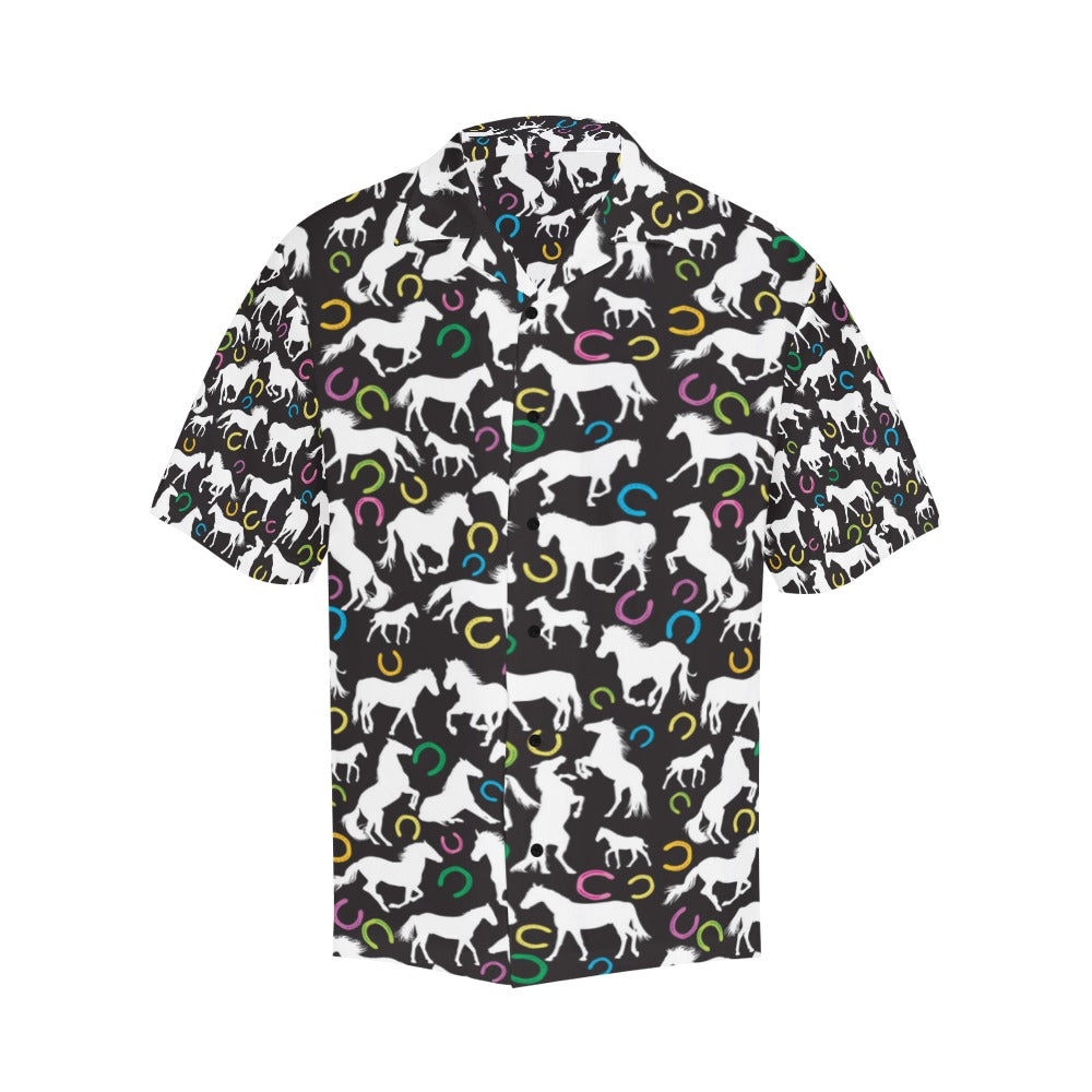 Horse Hoof Colorful Print Design LKS301 Men's Hawaiian Shirt