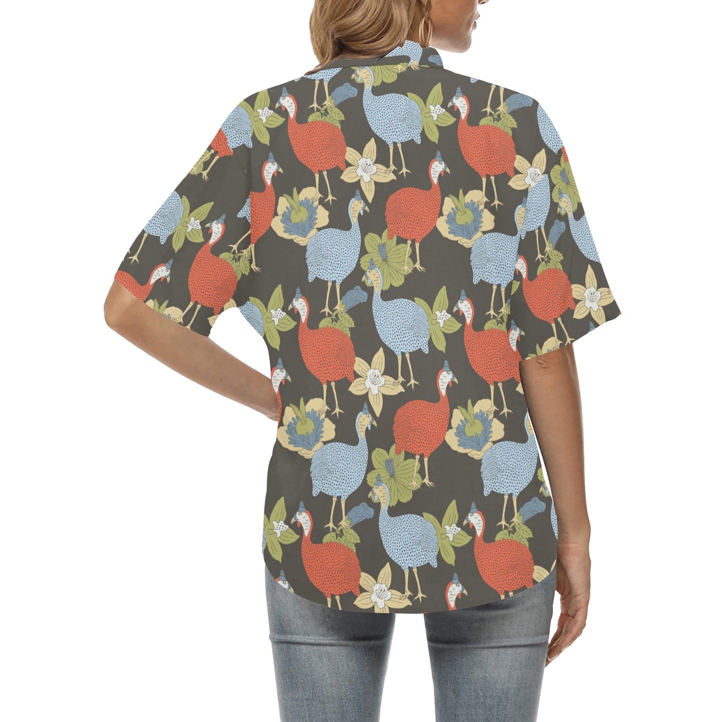Guinea Fowl Pattern Print Design 02 Women's Hawaiian Shirt