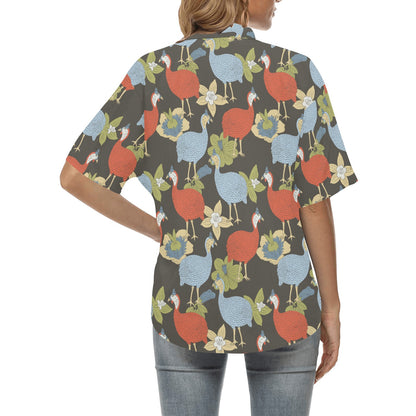 Guinea Fowl Pattern Print Design 02 Women's Hawaiian Shirt