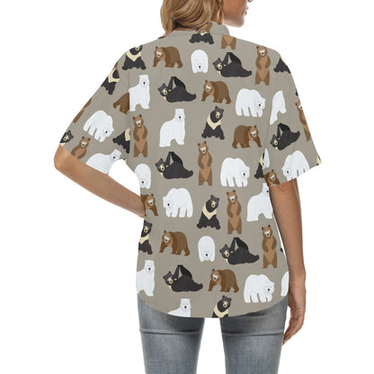 Bear Pattern Print Design BE03 Women's Hawaiian Shirt