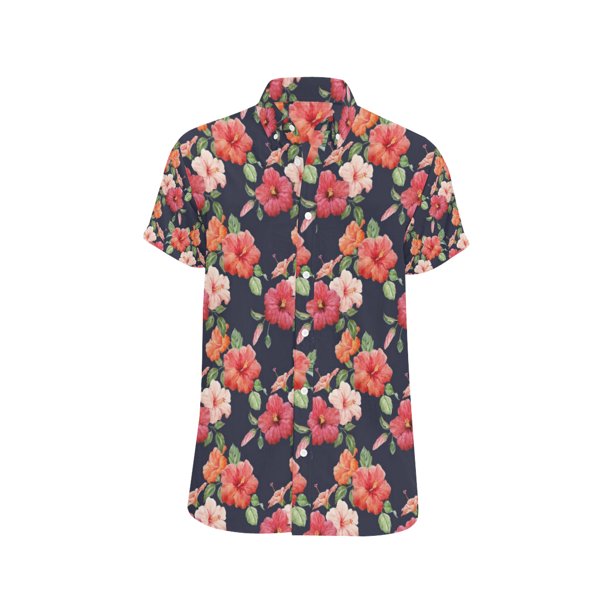Tropical Flower Pattern Print Design TF020 Men's Short Sleeve Button Up Shirt