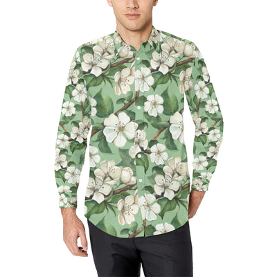 Apple blossom Pattern Print Design AB02 Men's Long Sleeve Shirt