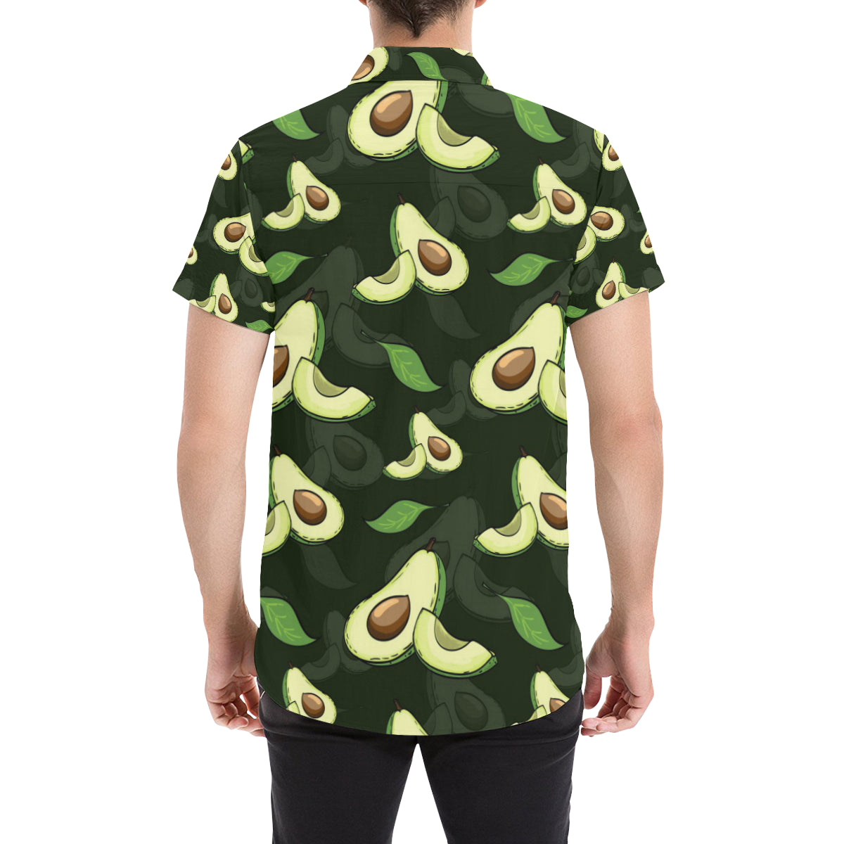 Avocado Pattern Print Design AC07 Men's Short Sleeve Button Up Shirt