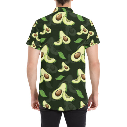 Avocado Pattern Print Design AC07 Men's Short Sleeve Button Up Shirt