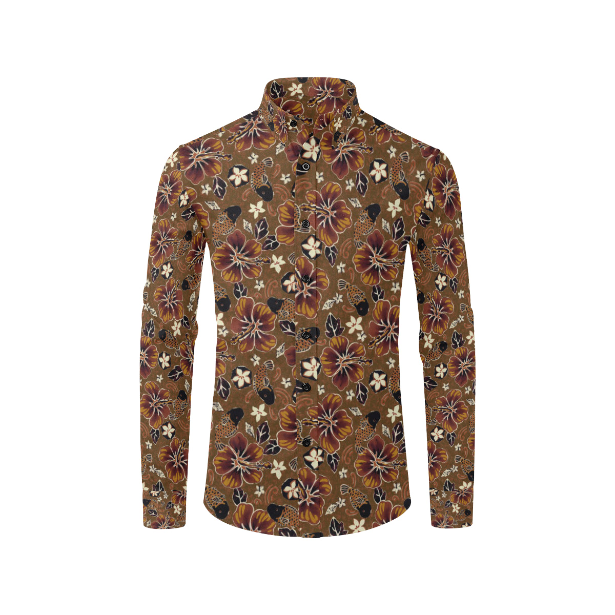 Hawaiian Themed Pattern Print Design H01 Men's Long Sleeve Shirt