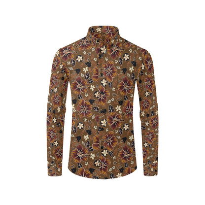 Hawaiian Themed Pattern Print Design H01 Men's Long Sleeve Shirt