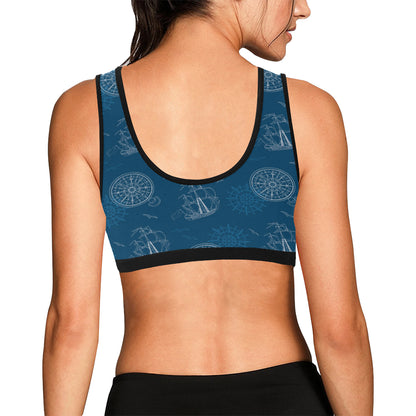 Nautical Pattern Print Design A04 Sports Bra