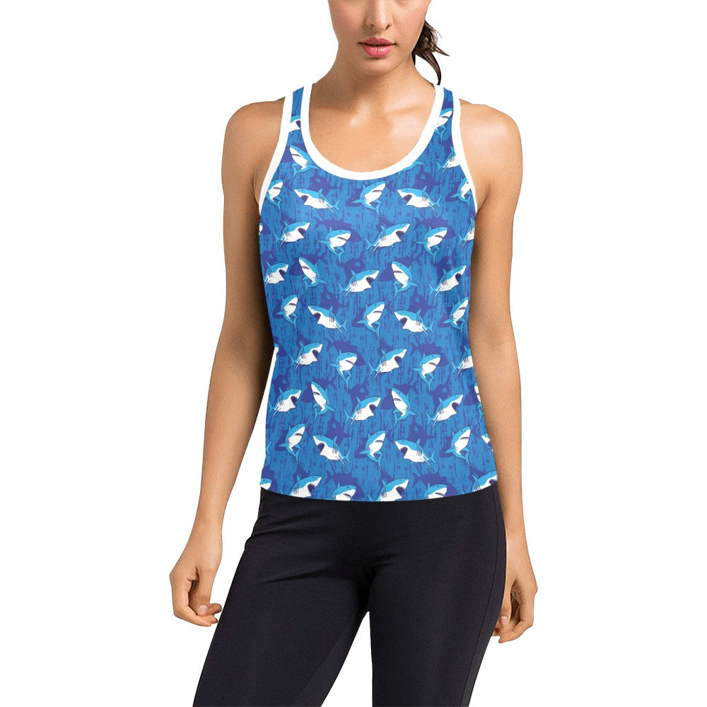 Shark Print Design LKS308 Women's Racerback Tank Top