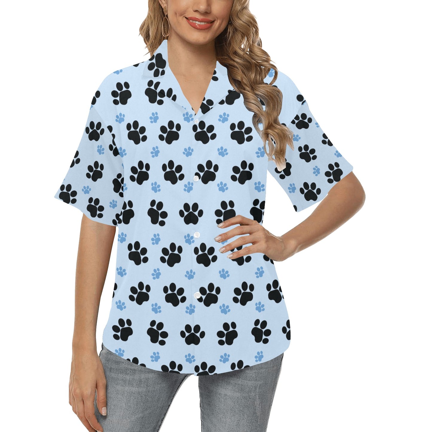 Paw Pattern Print Design A04 Women's Hawaiian Shirt