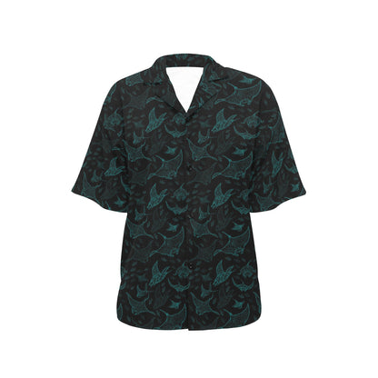 Manta Ray Print Design LKS402 Women's Hawaiian Shirt