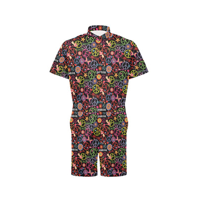 Peace Sign Colorful Design Print Men's Romper