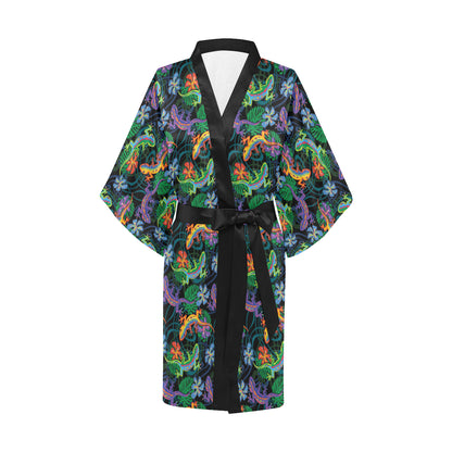 Gecko Colorful Pattern Print Design 01 Women's Short Kimono