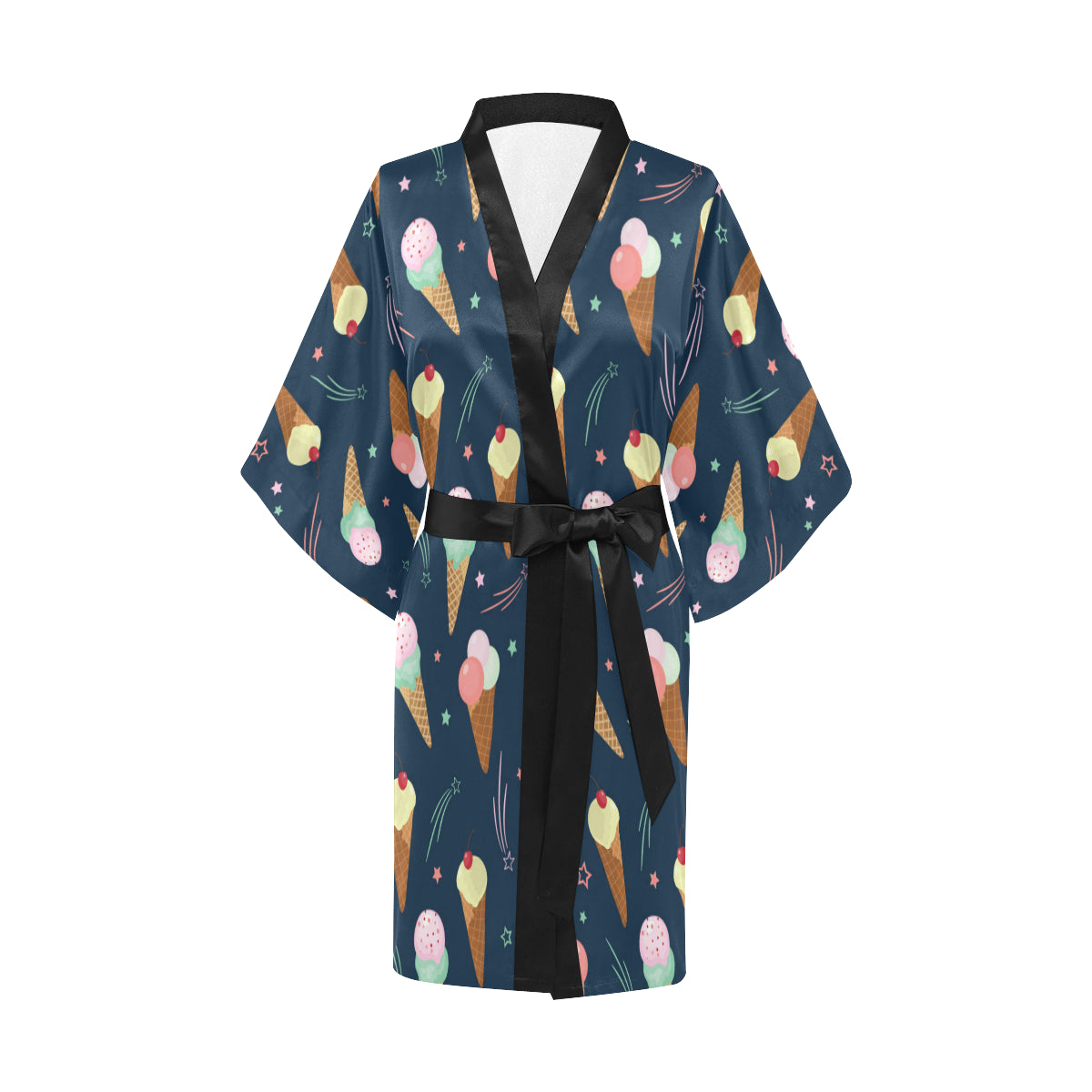 Ice Cream Pattern Print Design 04 Women's Short Kimono