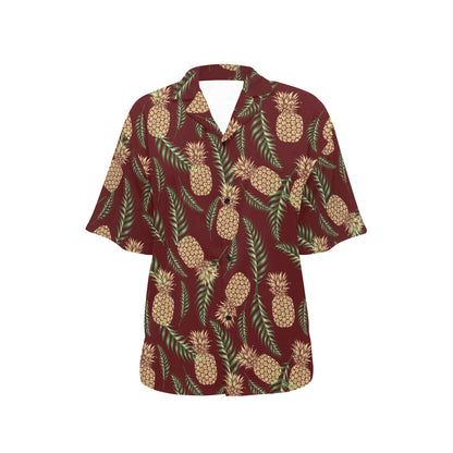 Pineapple Pattern Print Design PP013 Women's Hawaiian Shirt
