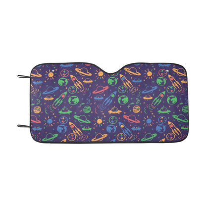 UFO Space Rocket Print Design LKS302 Car front Windshield Sun Shade