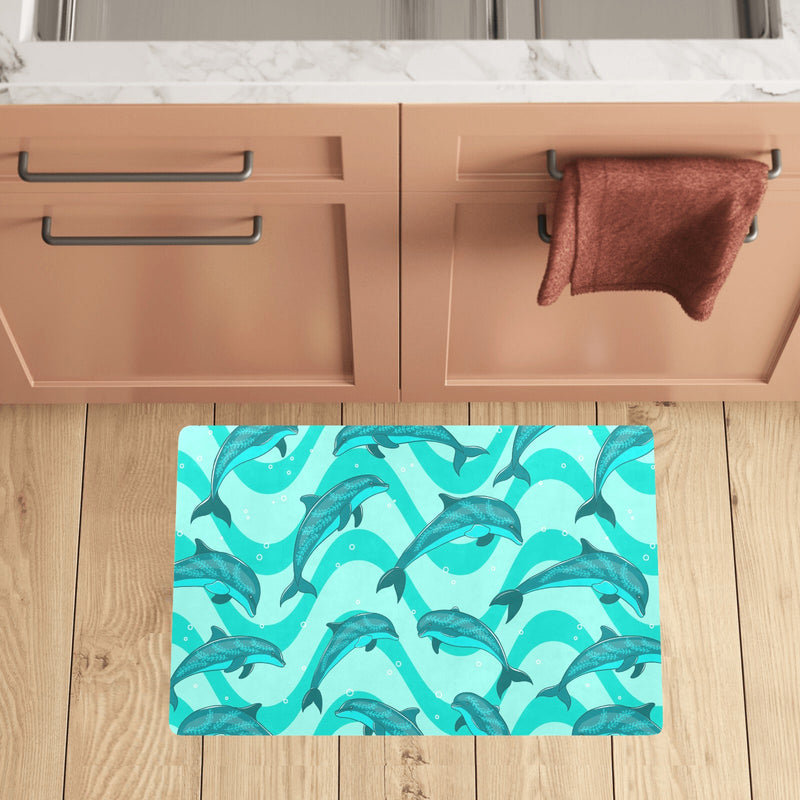 Dolphin Wave Print Kitchen Mat