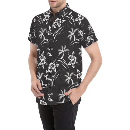 Palm Tree Pattern Print Design PT02 Men's Short Sleeve Button Up Shirt