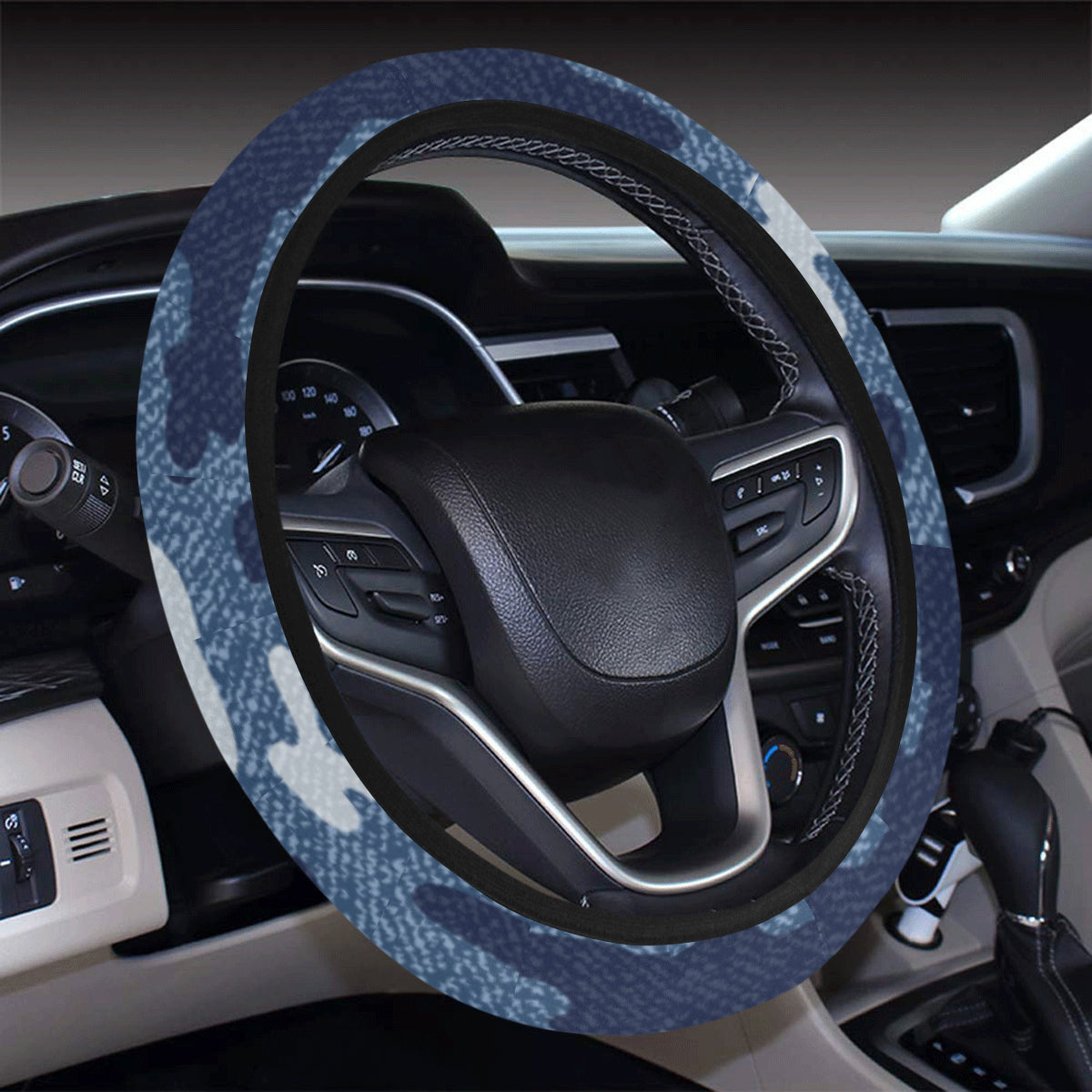 Jean Camouflage Pattern Print Design 05 Steering Wheel Cover with Elastic Edge