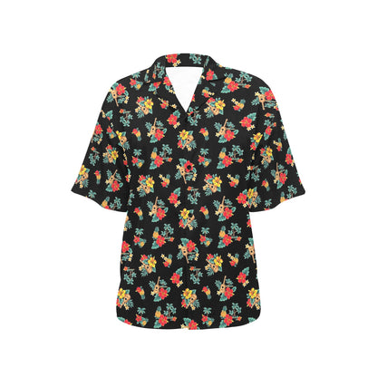 Hawaiian Flower Themed Print Women's Hawaiian Shirt