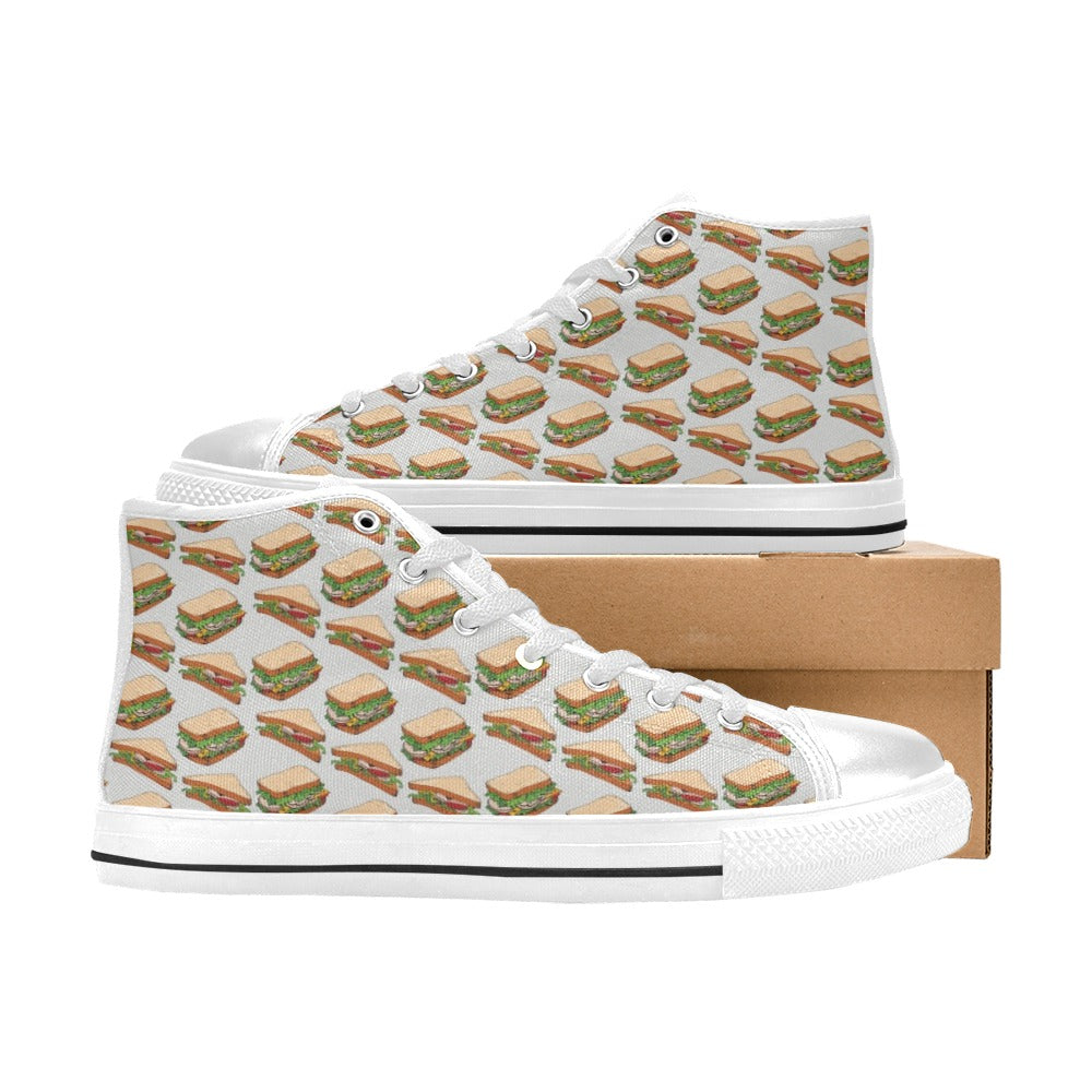 Sandwich Print Design LKS302 High Top Women's White Shoes